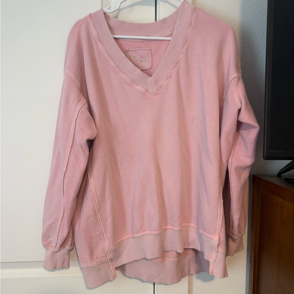 Aerie Pink V-Neck Sweater